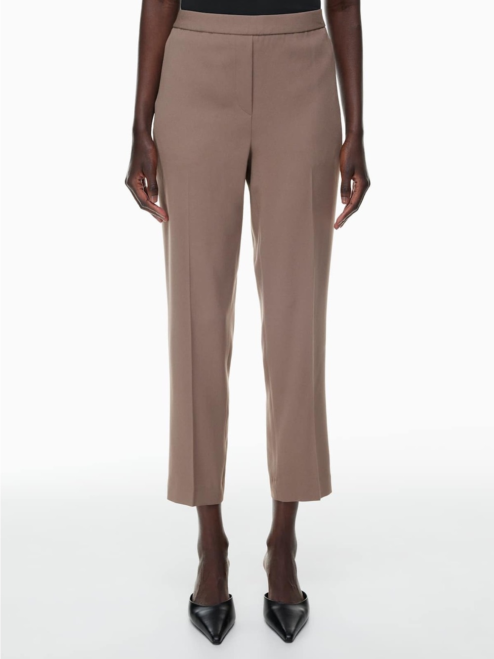 [12]Babaton Conan Taupe Crepe high rise Ankle Pants with Elastic Waist